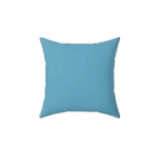 Vintage aqua faux suede throw pillow, back view.
