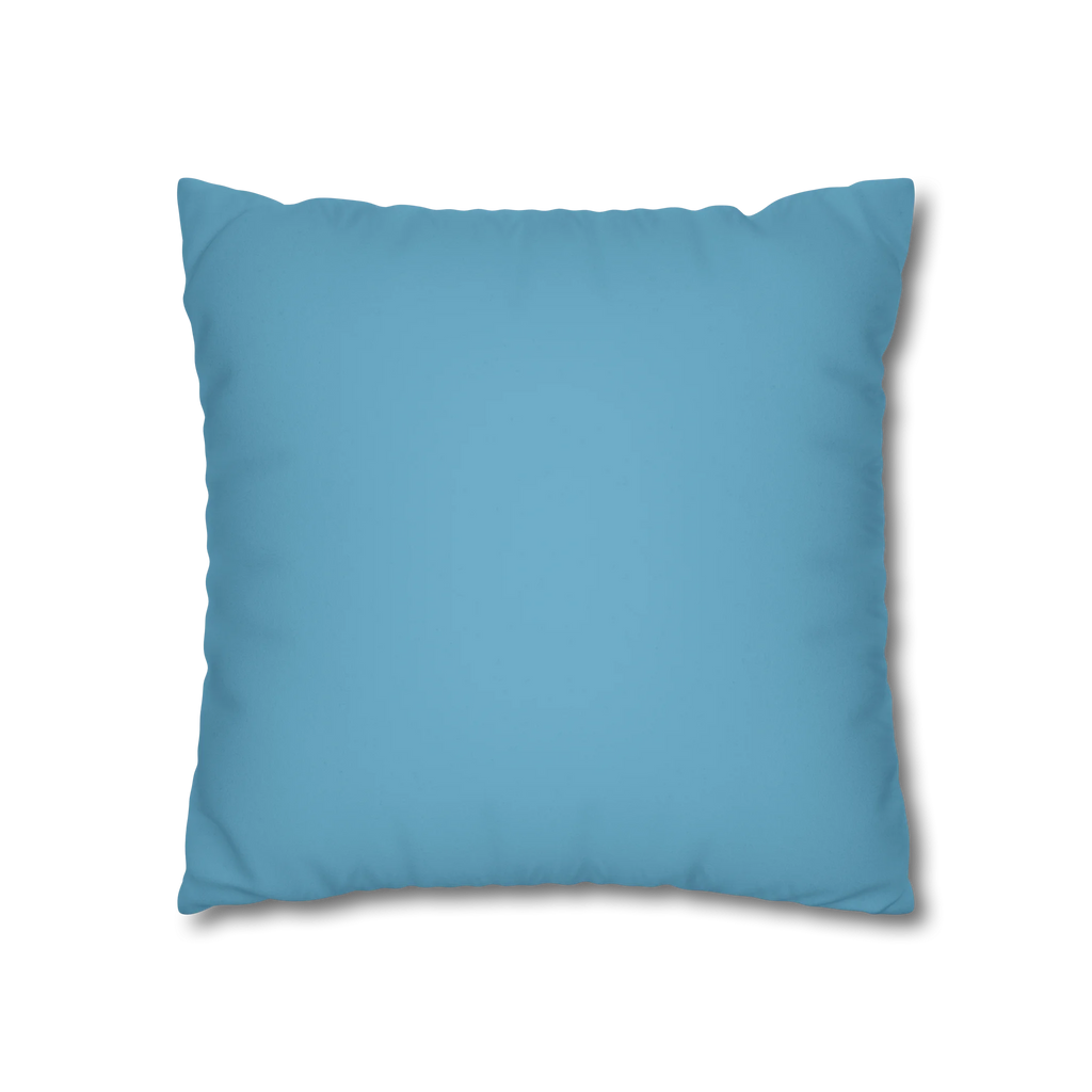Vintage Aqua faux suede pillowcase, back view.