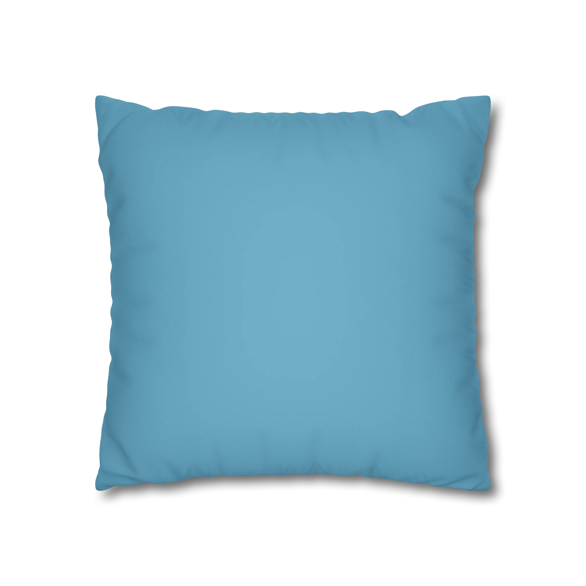 Vintage Aqua faux suede pillow case, back view.