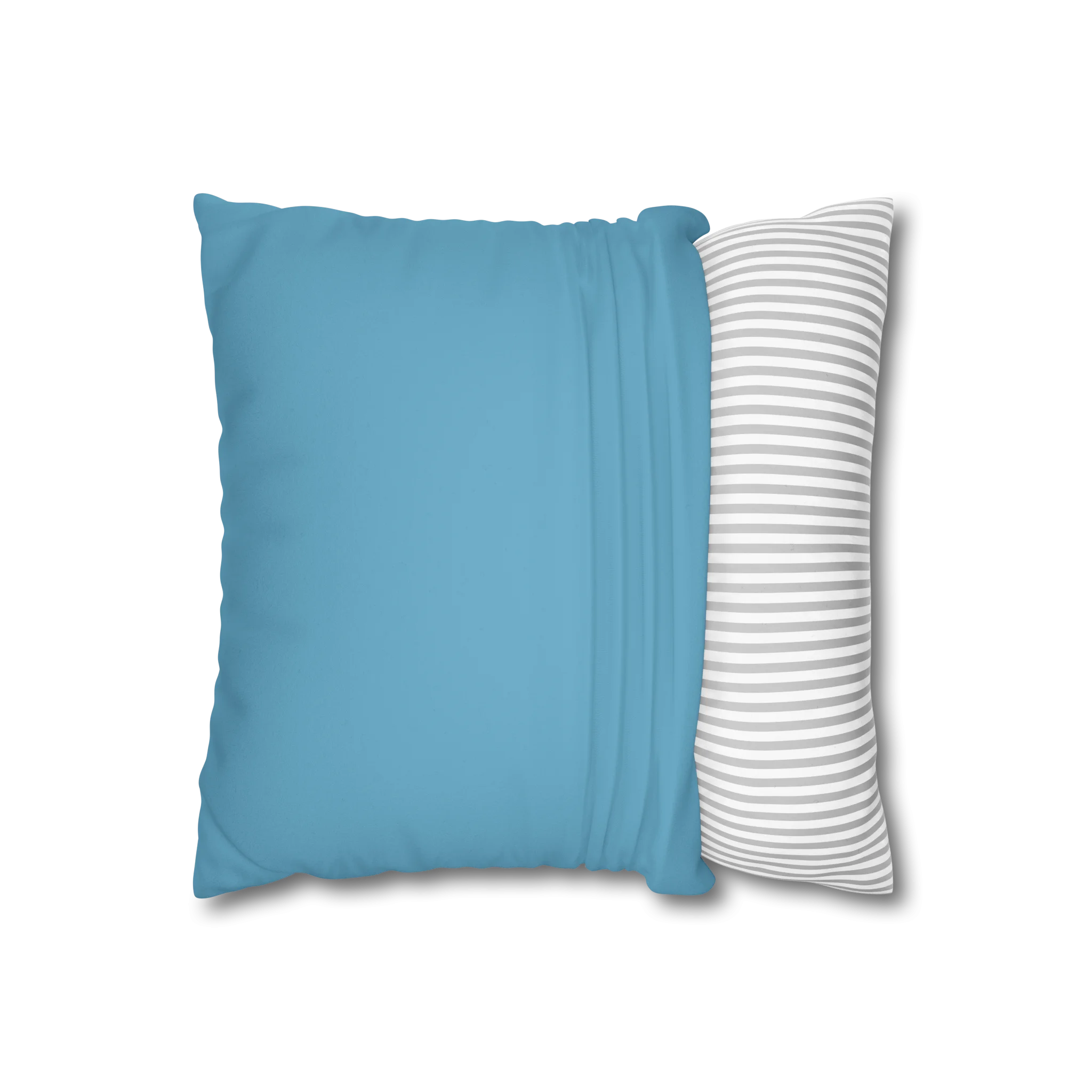 Vintage Aqua faux suede pillow case, open view.