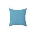 Vintage aqua faux suede throw pillow, front view.