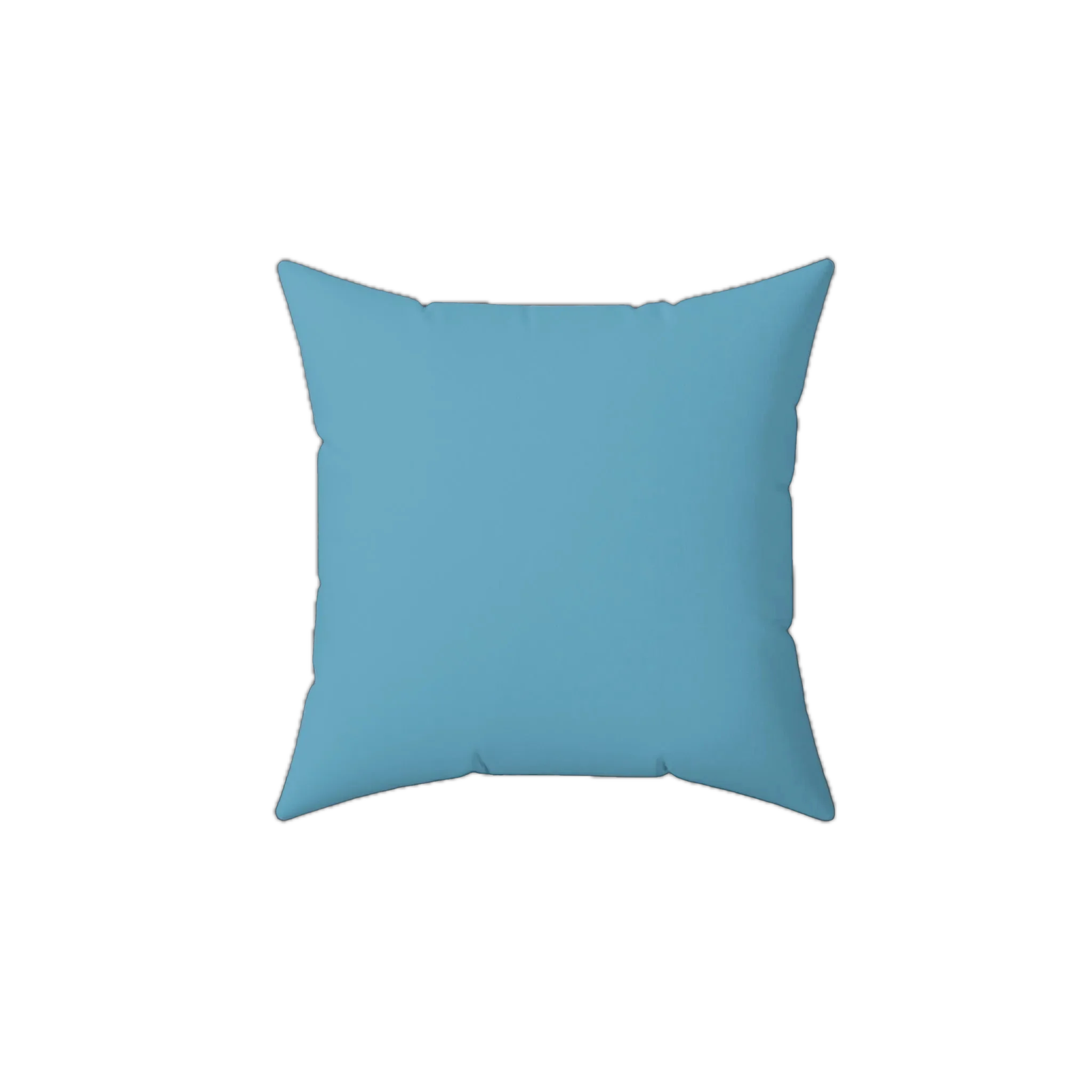 Vintage aqua faux suede throw pillow, front view.