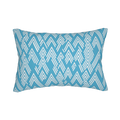 Vintage Aqua ikat lumbar accent pillow, front view.