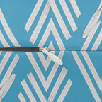 Vintage Aqua ikat lumbar accent pillow, zipper view.