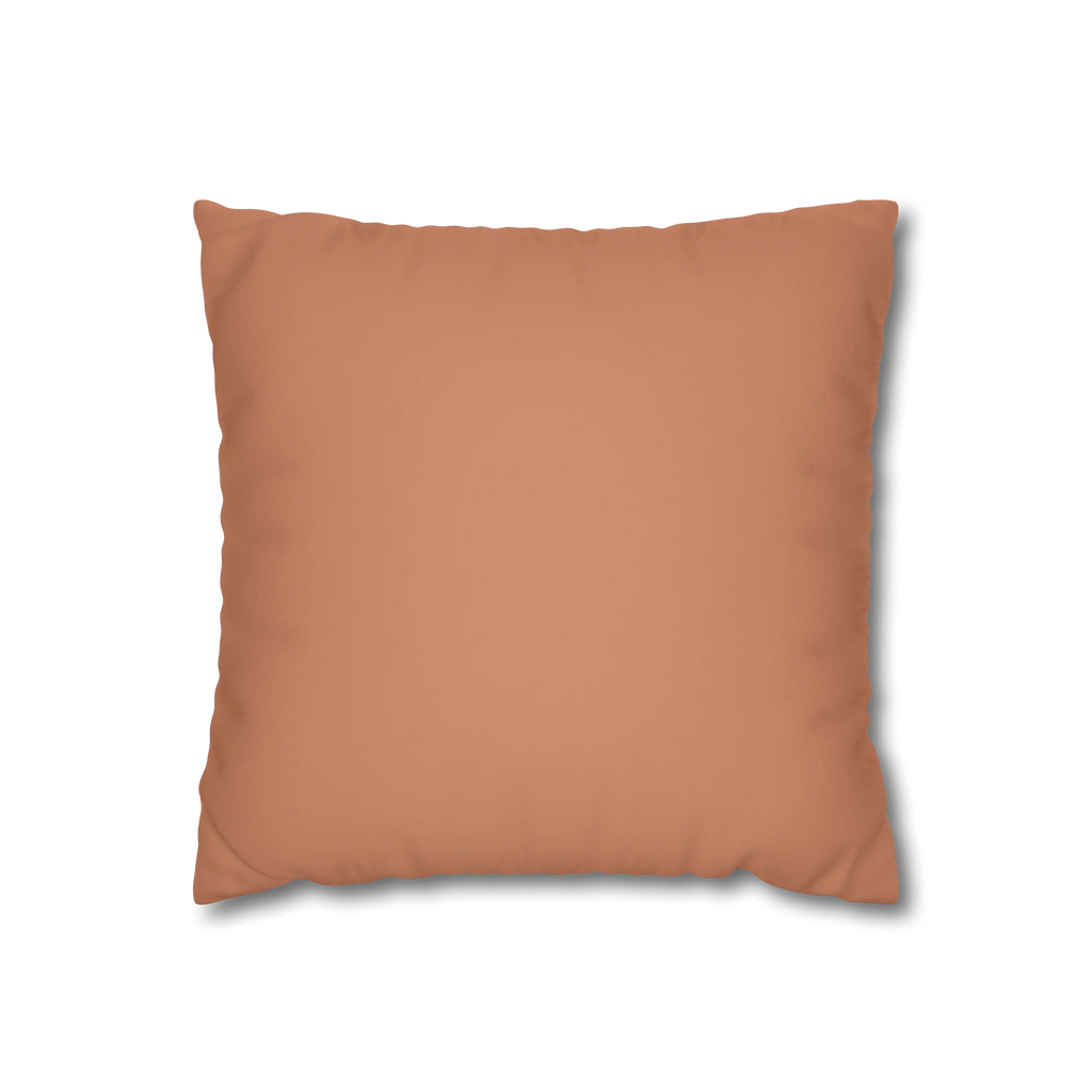 Vintage Salmon faux suede pillowcase, front view.