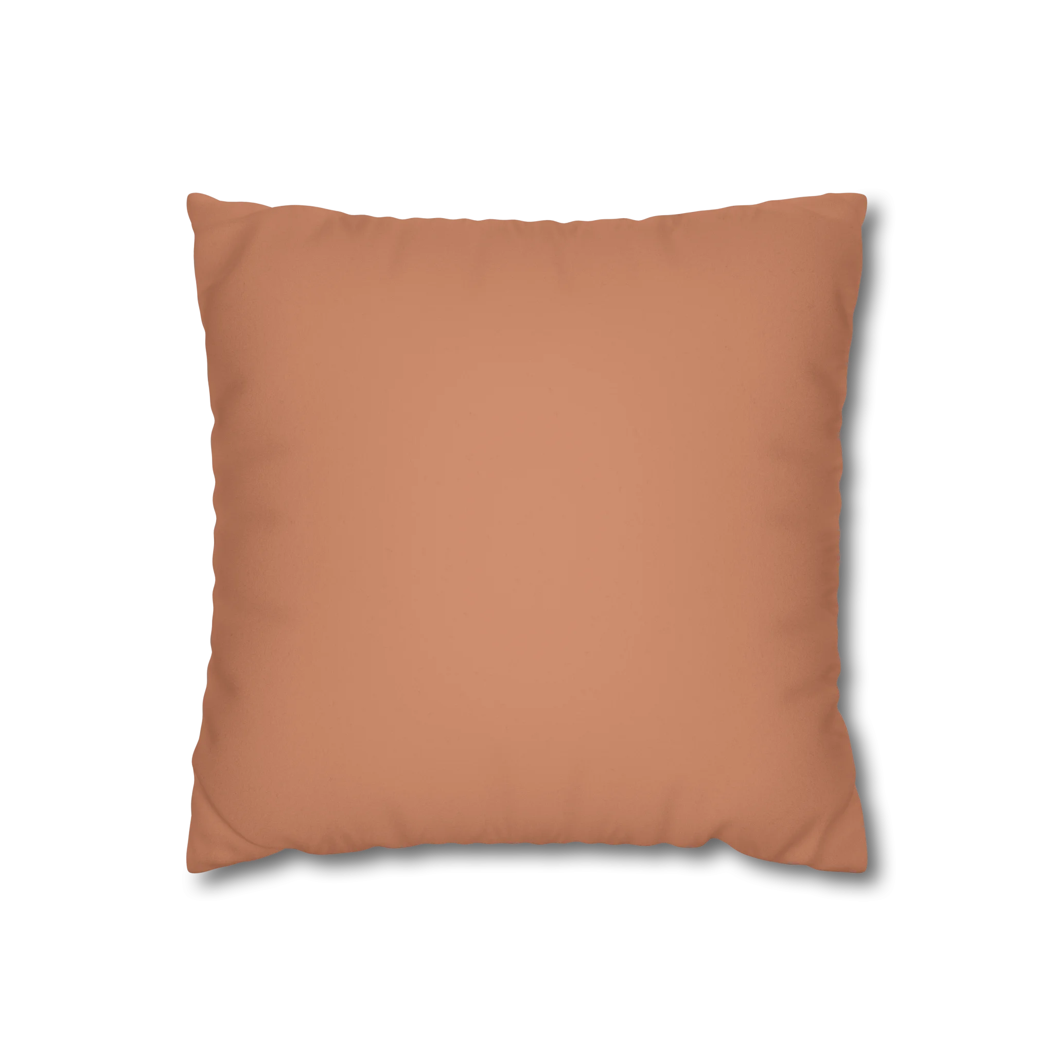Vintage Salmon faux suede pillowcase, front view.