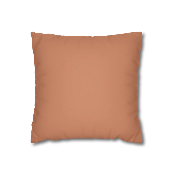 Vintage Salmon faux suede pillowcase, front view.