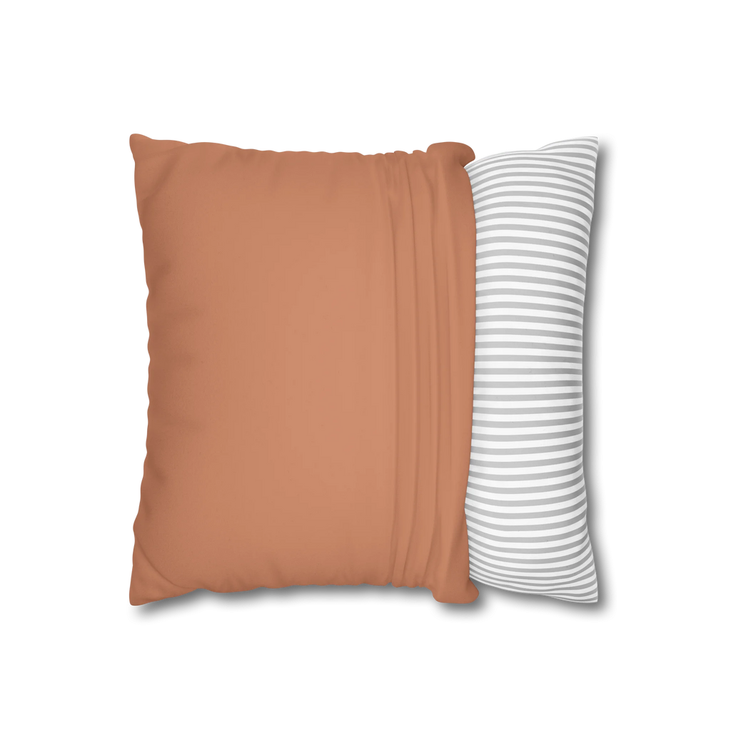 Vintage Salmon faux suede pillowcase, open view.