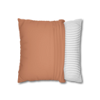 Vintage Salmon faux suede pillowcase, open view.