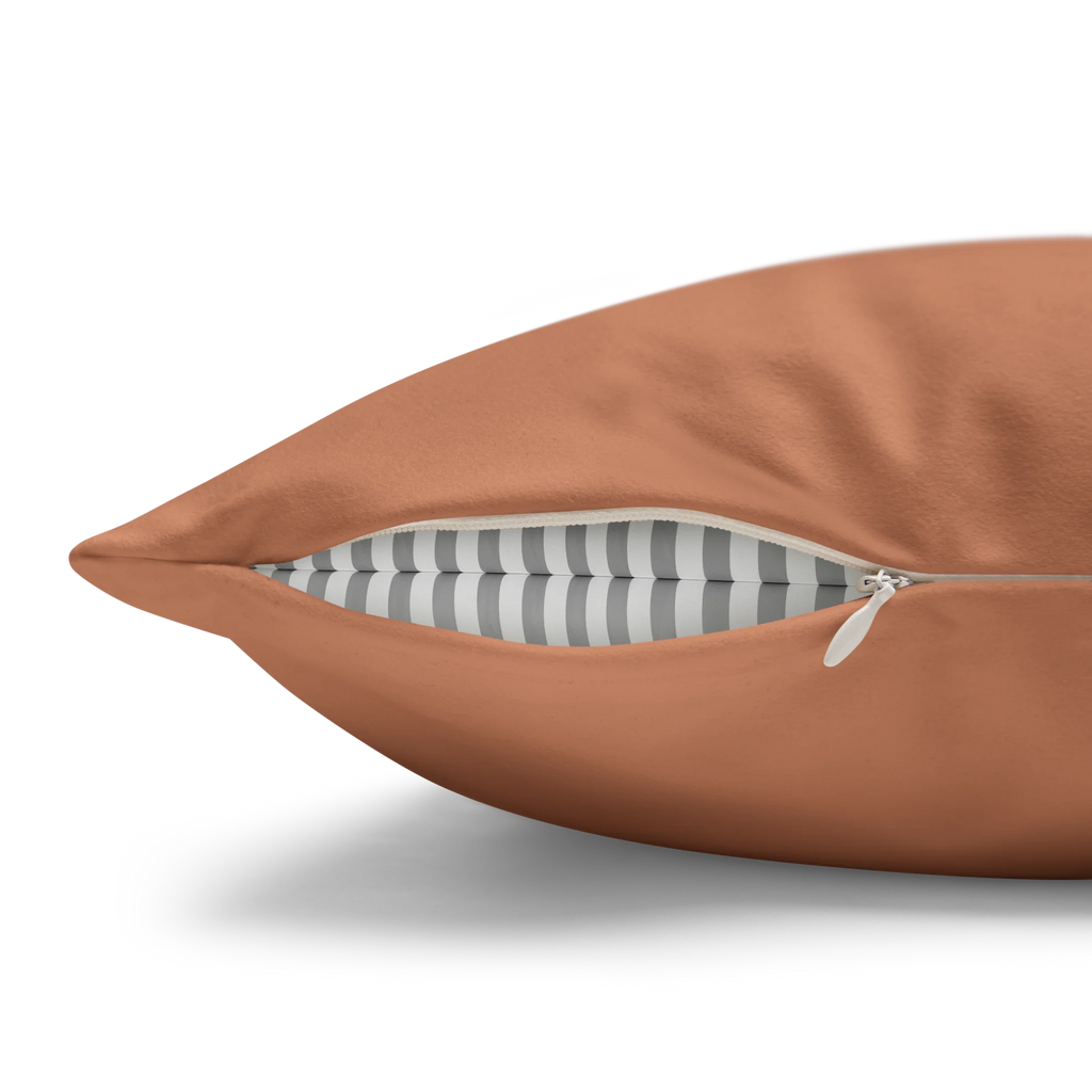 Vintage Salmon faux suede pillowcase, zipper view.