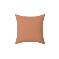 Vintage salmon faux suede throw pillow, front view.