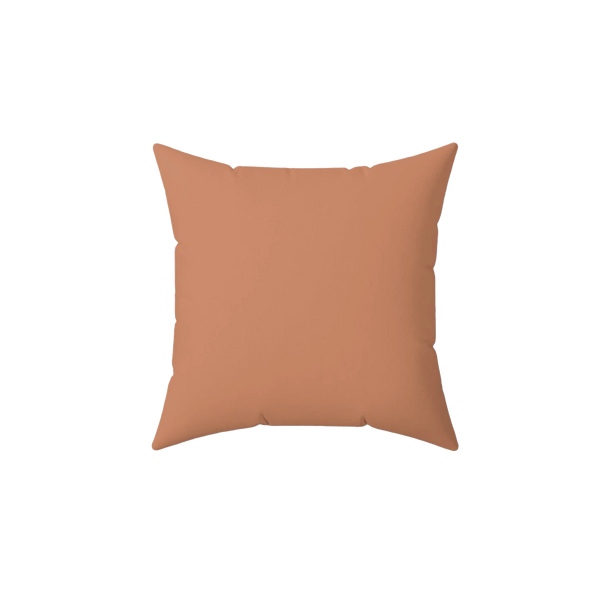 Vintage salmon faux suede throw pillow, front view.