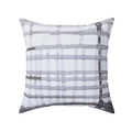 Watercolor gray plaid faux suede throw pillow, front view