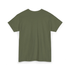 Military Green short-sleeve T-shirt with an unprinted back, back view.