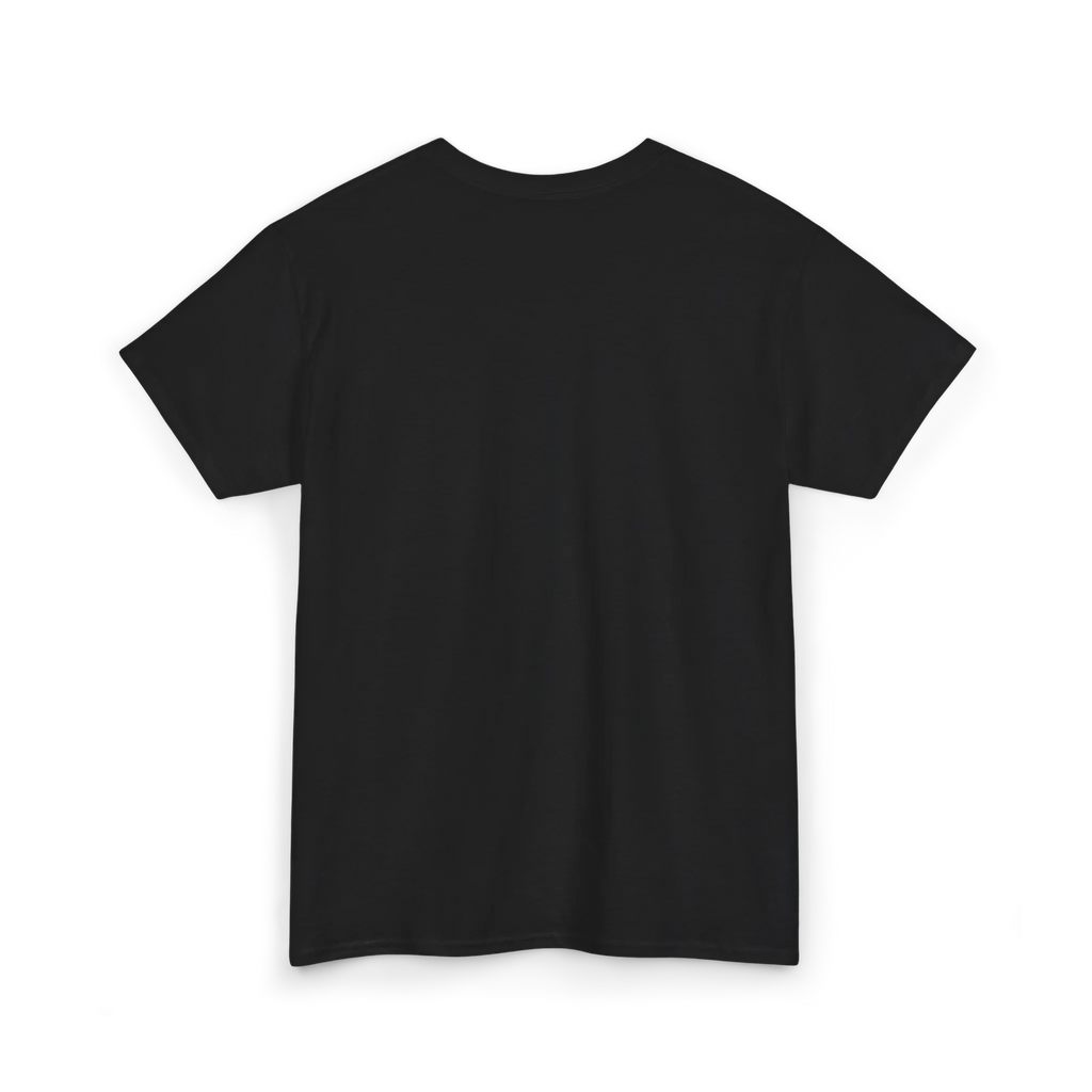 Black cotton tee, back view, showing a plain back with no visible graphic.
