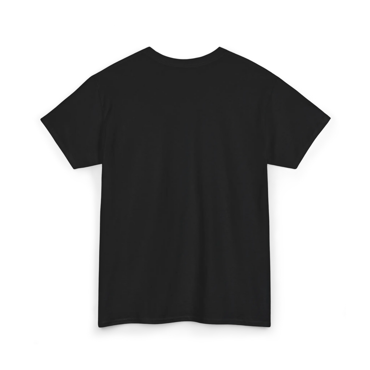 Black cotton tee, back view, showing a plain back with no visible graphic.