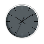 Anchor grey slate silent wall clock, white base, black hands, black markers, 10 inch, front view.