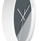 Anchor grey slate silent wall clock, white base, white hands, black markers, 10 inch, side view.