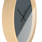 Anchor grey slate silent wall clock, wooden base, black hands, black markers, 10 inch, side view.