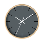 Anchor grey slate silent wall clock, wooden base, white hands, black markers, 10 inch, front view.