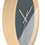 Anchor grey slate silent wall clock, wooden base, white hands, black markers, 10 inch, side view.