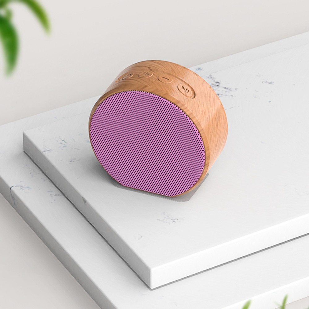 Pink Face | Wood Grain Bluetooth Speaker