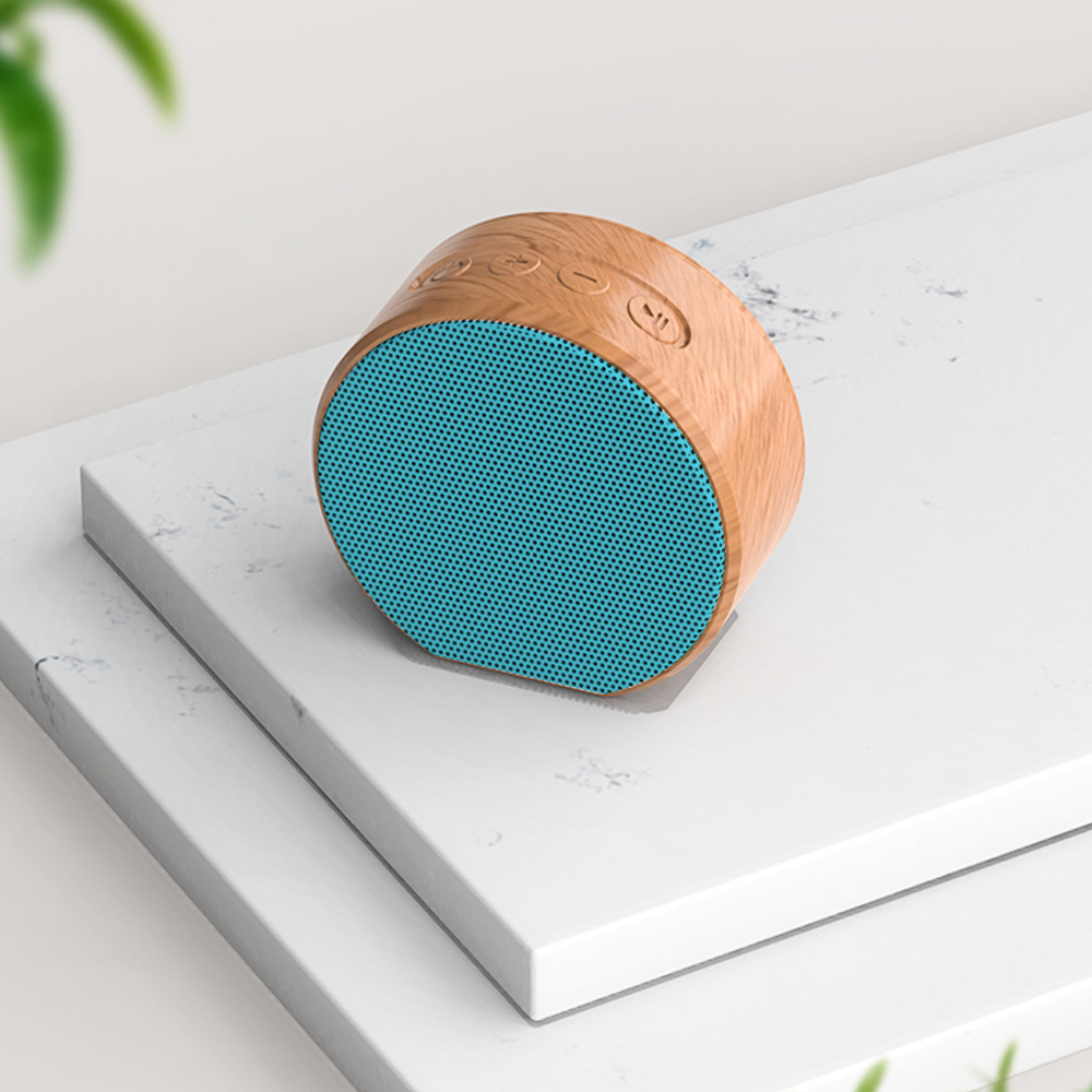 Wood Grain Bluetooth Speaker | Teal Face