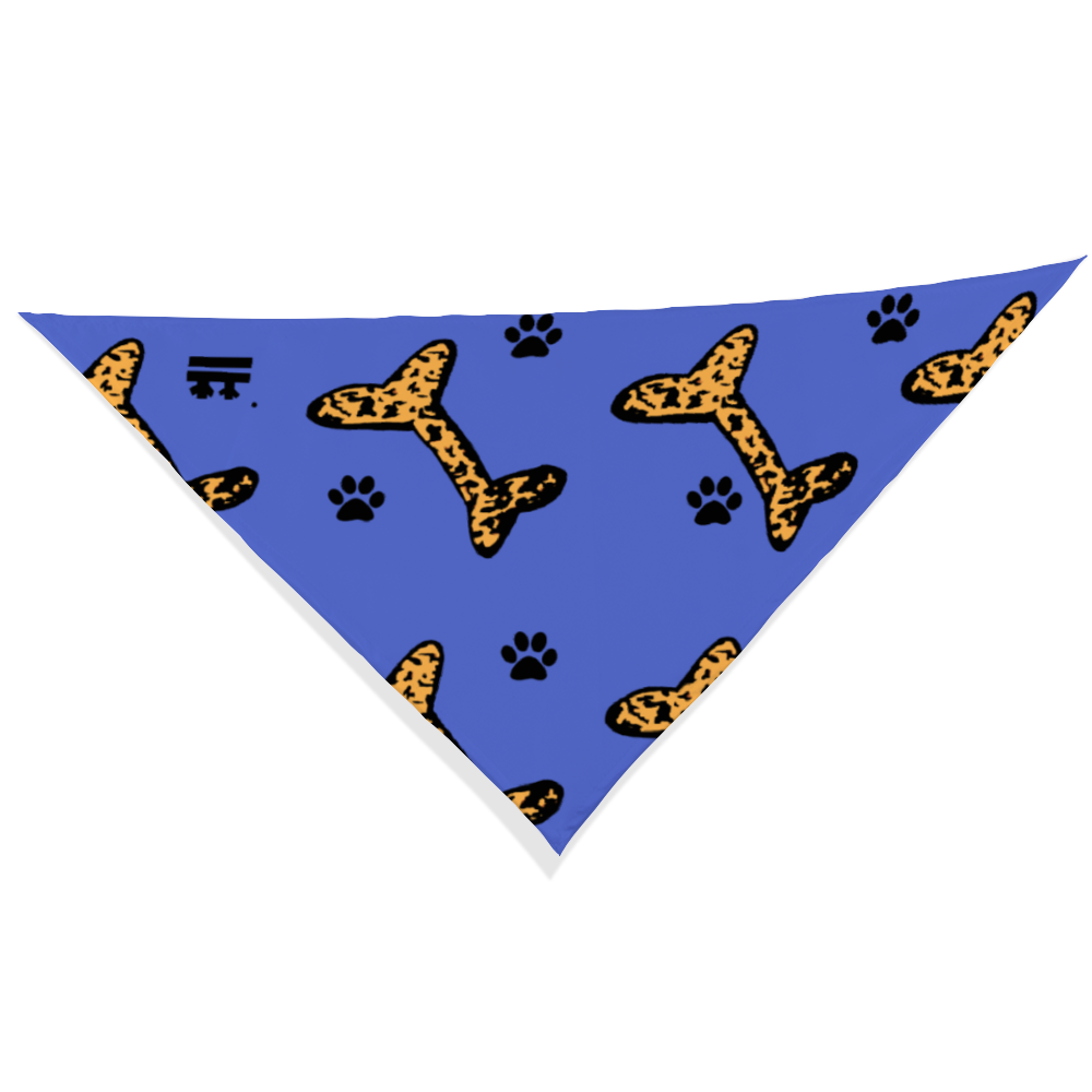 Jasmine Jackson Artwork ; Freebrd Original "BonePaw" Pet Bandanna   12'x 26'  Neon Aegean Blue