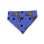 Load image into Gallery viewer, Jasmine Jackson Artwork ; Freebrd Original &quot;BonePaw&quot; Pet Bandanna   12&#39;x 26&#39;  Neon Aegean Blue
