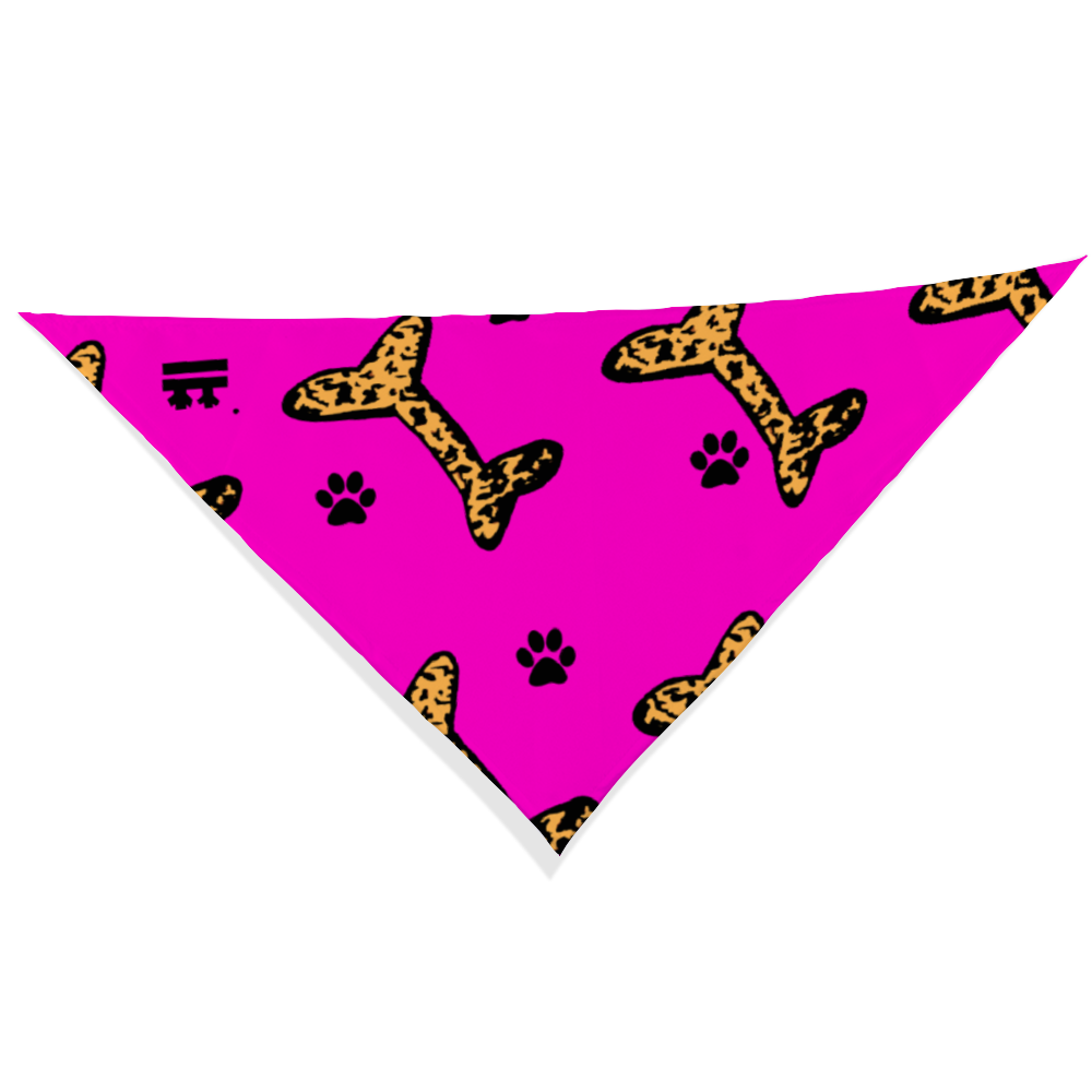 Jasmine Jackson Artwork ; Freebrd Original "BonePaw" Pet Bandanna   12'x 26'  Neon Hot Pink