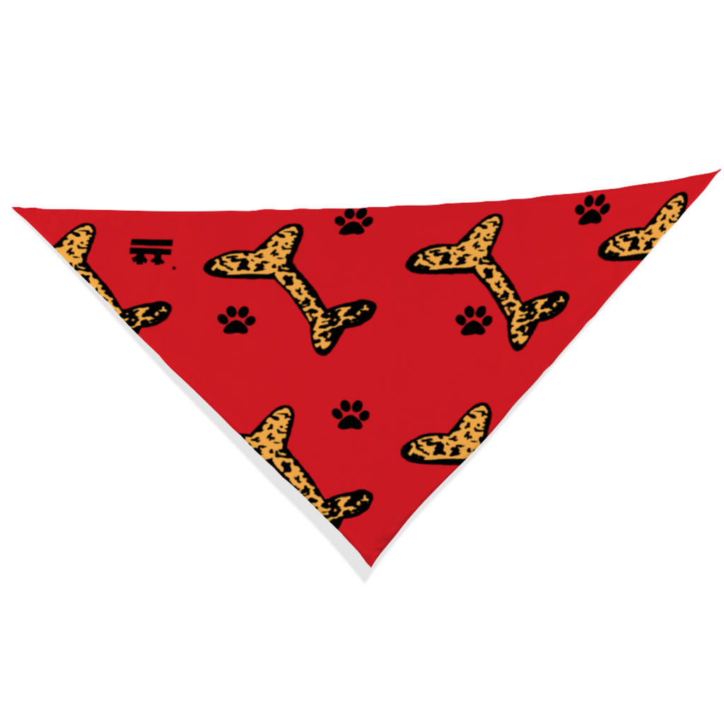 Jasmine Jackson Artwork ; Freebrd Original "BonePaw" Pet Bandanna   12'x 26'  Super Red